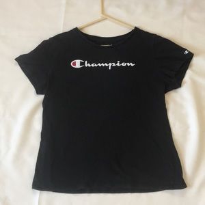 BLACK CHAMPION T SHIRT ( WOMENS MEDIUM/ LARGE )